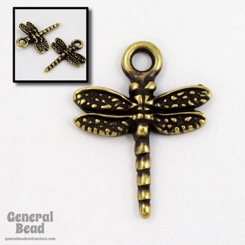 16mm x 20mm Antique Brass Tierracast Pewter Dragonfly Charm-General Bead