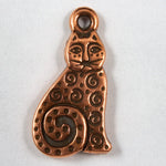 10mm x 19mm Antique Copper Tierracast Pewter Spiral Cat Charm-General Bead