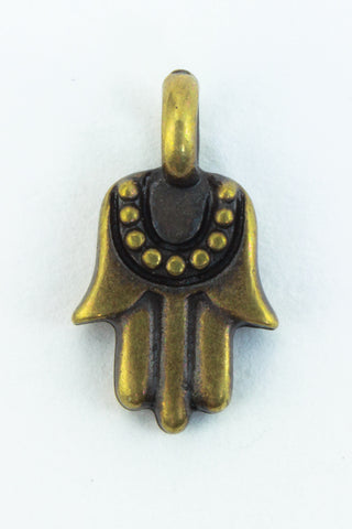 12.5mm Antique Brass Tierracast Pewter Hamsa Charm #CKC120-General Bead