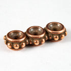 6mm x 16mm Antique Copper TierraCast Beaded Three Hole Heishi Spacer Bar #CK124