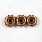 6mm x 16mm Antique Copper TierraCast Beaded Three Hole Heishi Spacer Bar #CK124