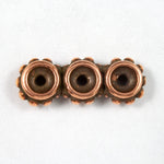 6mm x 16mm Antique Copper TierraCast Beaded Three Hole Heishi Spacer Bar #CK124