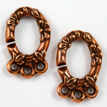 18mm x 11mm Antique Copper TierraCast Three Strand Connector Floral Sister Clasp #CK144