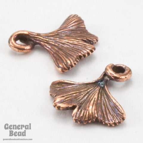 6.75mm x 15mm Antique Copper Tierracast Ginkgo Leaf Charm-General Bead