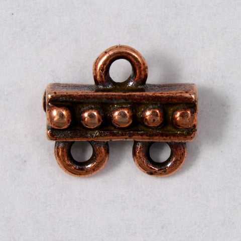9.4mm x 10.6mm Antique Copper Tierracast Beaded Two Loop End Bar-General Bead