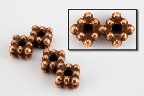 5mm x 14.5mm Antique Copper Tierracast 2 Hole Beaded Square Spacer #CKC157-General Bead