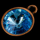 18mm x 14mm Aqua/Antique Copper Setting for 12mm Swarovski Rivoli #CKC169-General Bead