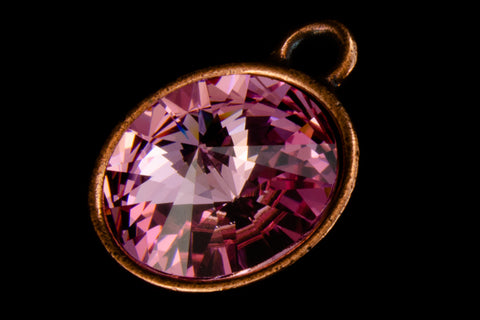 18mm x 14mm Light Rose/Antique Copper Setting for 12mm Swarovski Rivoli #CKC169-General Bead