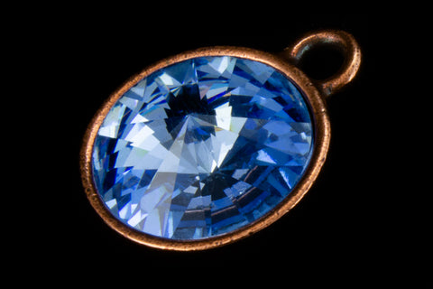 18mm x 14mm Light Sapphire/Antique Copper Setting for 12mm Swarovski Rivoli #CKC169-General Bead