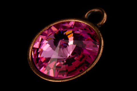 18mm x 14mm Rose/Antique Copper Setting for 12mm Swarovski Rivoli #CKC169-General Bead
