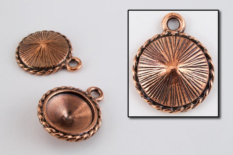 20mm x 16mm Antique Copper Twisted Setting for 12mm Swarovski Rivoli (All Colors) #CKC170-General Bead