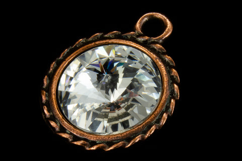 20mm x 16mm Crystal/Antique Copper Twisted Setting for 12mm Swarovski Rivoli #CKC170-General Bead