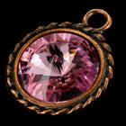 20mm x 16mm Light Rose/Antique Copper Twisted Setting for 12mm Swarovski Rivoli #CKC170-General Bead