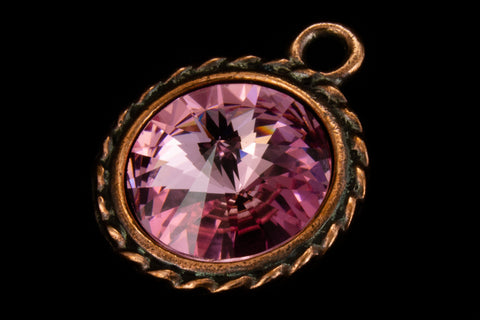 20mm x 16mm Light Rose/Antique Copper Twisted Setting for 12mm Swarovski Rivoli #CKC170-General Bead