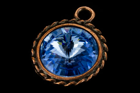 20mm x 16mm Light Sapphire/Antique Copper Twisted Setting for 12mm Swarovski Rivoli #CKC170-General Bead