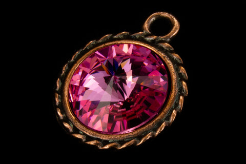 20mm x 16mm Rose/Antique Copper Twisted Setting for 12mm Swarovski Rivoli #CKC170-General Bead
