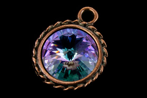 20mm x 16mm Vitrail Light/Antique Copper Twisted Setting for 12mm Swarovski Rivoli #CKC170-General Bead