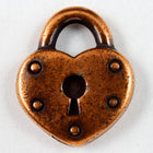 14mm x 16mm Antique Copper Tierracast Heart Padlock-General Bead