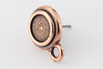 34ss Capri Blue/Antique Copper Tierracast Bezel Ear Post with Loop #CKC316-General Bead