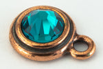 34ss Blue Zircon/Antique Copper Tierracast Bezel Ear Post with Loop #CKC316-General Bead