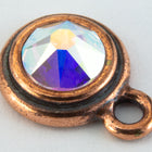 34ss Crystal AB/Antique Copper Tierracast Bezel Ear Post with Loop #CKC316-General Bead