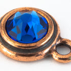 34ss Capri Blue/Antique Copper Tierracast Bezel Ear Post with Loop #CKC316-General Bead