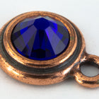 34ss Cobalt/Antique Copper Tierracast Bezel Ear Post with Loop #CKC316-General Bead