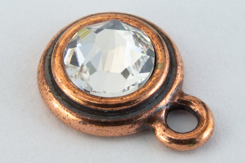 34ss Crystal/Antique Copper Tierracast Bezel Ear Post with Loop #CKC316-General Bead