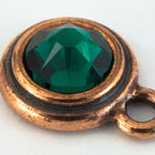 34ss Emerald/Antique Copper Tierracast Bezel Ear Post with Loop #CKC316-General Bead