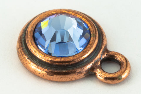 34ss Light Sapphire/Antique Copper Tierracast Bezel Ear Post with Loop #CKC316-General Bead