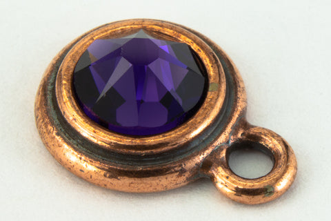 34ss Purple Velvet/Antique Copper Tierracast Bezel Ear Post with Loop #CKC316-General Bead