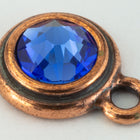 34ss Sapphire/Antique Copper Tierracast Bezel Ear Post with Loop #CKC316-General Bead