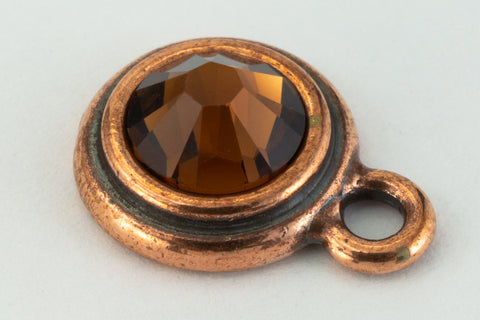 34ss Smoked Topaz/Antique Copper Tierracast Bezel Ear Post with Loop #CKC316-General Bead