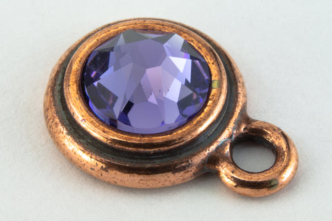 34ss Tanzanite/Antique Copper Tierracast Bezel Ear Post with Loop #CKC316-General Bead