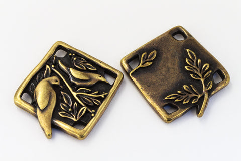 21mm Antique Brass Tierracast Botanical Birds Link #CKE443-General Bead