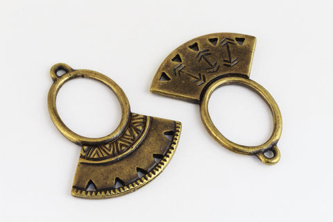 30mm Antique Brass Tierracast Pewter Ethnic Ring Fan Link #CKE451-General Bead