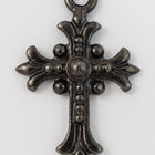 27mm Black Tierracast Fleur Cross Drop #CK572-General Bead