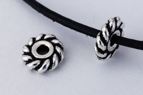 6mm Antique Silver Tierracast Pewter Twist Heishi Spacer (50 Pcs) #CK767-General Bead