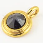 34ss Swarovski Jet Hematite/Bright Gold TierraCast Stepped Bezel Charm (10 Pcs) #CK795-General Bead