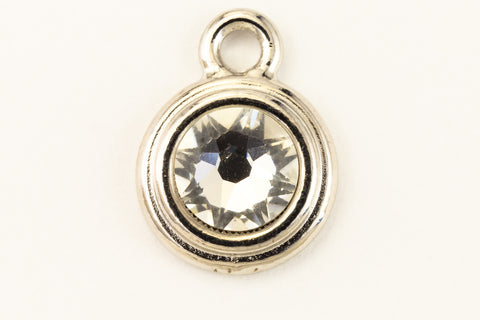 34ss Swarovski Crystal/Rhodium TierraCast Stepped Bezel Drop (10 Pcs) #CK796-General Bead