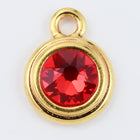 34ss Swarovski Light Siam/Bright Gold TierraCast Stepped Bezel Drop (10 Pcs) #CK797-General Bead