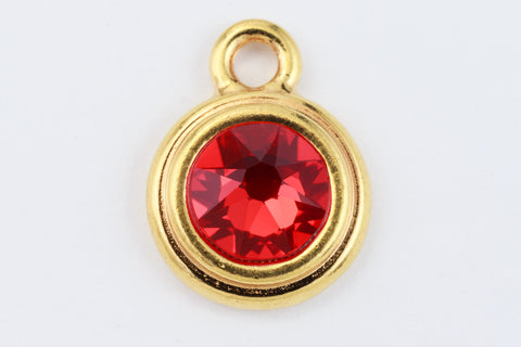 34ss Swarovski Light Siam/Bright Gold TierraCast Stepped Bezel Drop (10 Pcs) #CK797-General Bead