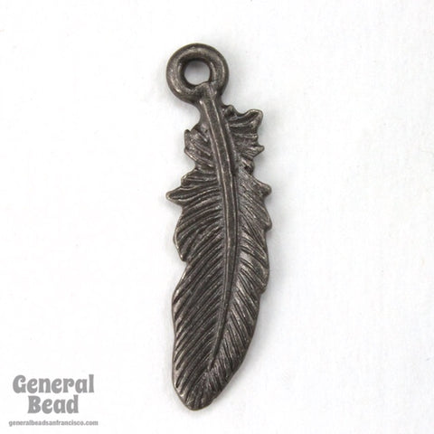 10mm x 30mm Black Tierracast Pewter Feather Charm (20 Pcs) #CKD010-General Bead
