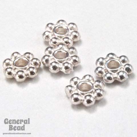 4mm Bright Silver Tierracast Pewter Beaded Daisy Spacer #CKD084-General Bead