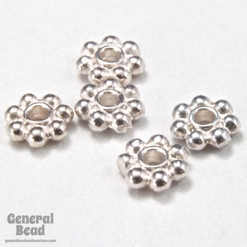 5mm Bright Silver Tierracast Pewter Beaded Daisy Spacer #CKD207-General Bead