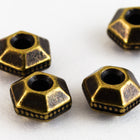 3mm Antique Brass Tierracast Faceted Hexagon Spacer #CKD156-General Bead
