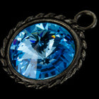 20mm x 16mm Aqua/Black Twisted Setting for 12mm Swarovski Rivoli #CKD170-General Bead