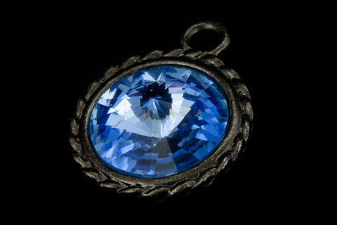 20mm x 16mm Light Sapphire/Black Twisted Setting for 12mm Swarovski Rivoli #CKD170-General Bead
