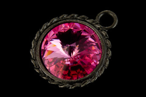 20mm x 16mm Rose/Black Twisted Setting for 12mm Swarovski Rivoli #CKD170-General Bead