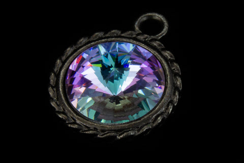 20mm x 16mm Vitrail Light/Black Twisted Setting for 12mm Swarovski Rivoli #CKD170-General Bead